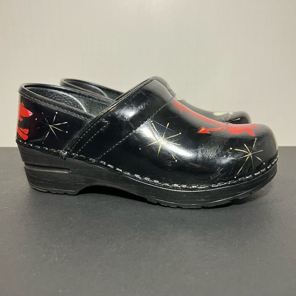 Womens 1 Of 1 Sanita Leather Custom Hand Painted Slip On Clogs / Size 5.5-6